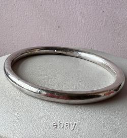 Vintage Round Doughnut Bangle Bracelet 925 Sterling Silver Made In Italy Sleek