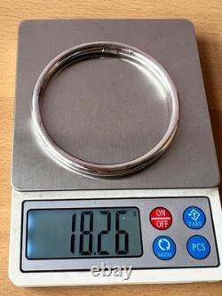 Vintage Round Doughnut Bangle Bracelet 925 Sterling Silver Made In Italy Sleek