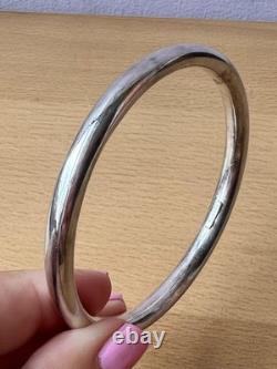 Vintage Round Doughnut Bangle Bracelet 925 Sterling Silver Made In Italy Sleek