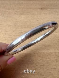 Vintage Round Doughnut Bangle Bracelet 925 Sterling Silver Made In Italy Sleek