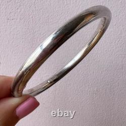 Vintage Round Doughnut Bangle Bracelet 925 Sterling Silver Made In Italy Sleek