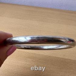 Vintage Round Doughnut Bangle Bracelet 925 Sterling Silver Made In Italy Sleek