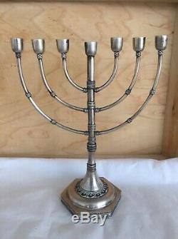 Vintage Signed S. Nadav Sterling Silver 7 branch Menorah Made in Israel. SALE