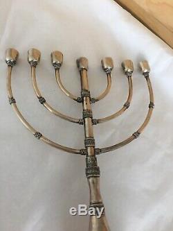 Vintage Signed S. Nadav Sterling Silver 7 branch Menorah Made in Israel. SALE