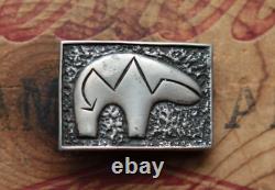 Vintage Small Hand Made Sterling Silver Native American Bear Arrow Belt Buckle