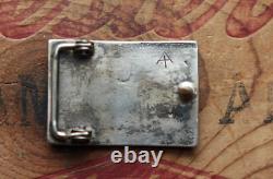 Vintage Small Hand Made Sterling Silver Native American Bear Arrow Belt Buckle