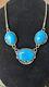Vintage Southwestern Sterling Silver. 950 Marked Turquoise Necklace Made in USA