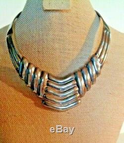 Vintage Sterling Mexican Made Collar Necklace Heavy 84.2 Grams