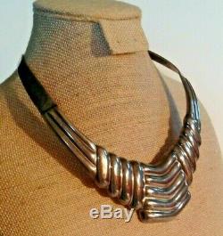 Vintage Sterling Mexican Made Collar Necklace Heavy 84.2 Grams