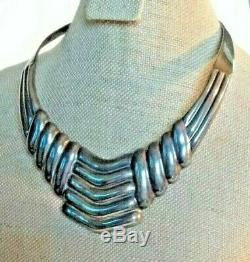 Vintage Sterling Mexican Made Collar Necklace Heavy 84.2 Grams