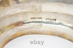 Vintage Sterling Silver 925 Cuff Bracelet 6 Hand Made Wide Heavy