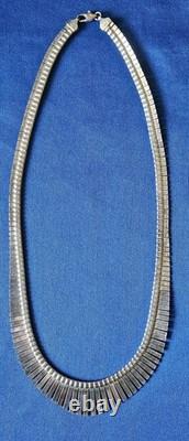 Vintage Sterling Silver. 925 Italian Fringe Necklace Italy Made Jewel