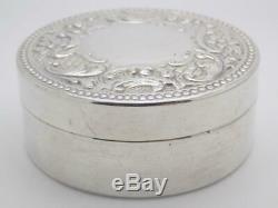 Vintage Sterling Silver 925 Italian Made Large Round Decorative Box, Hallmarked