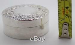 Vintage Sterling Silver 925 Italian Made Large Round Decorative Box, Hallmarked