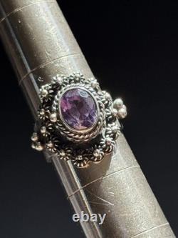 Vintage Sterling Silver 925 Lab Made Sapphire Poison Ring Size 8