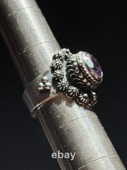 Vintage Sterling Silver 925 Lab Made Sapphire Poison Ring Size 8