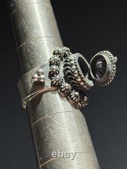 Vintage Sterling Silver 925 Lab Made Sapphire Poison Ring Size 8