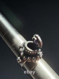 Vintage Sterling Silver 925 Lab Made Sapphire Poison Ring Size 8