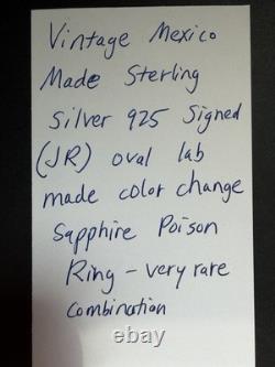 Vintage Sterling Silver 925 Lab Made Sapphire Poison Ring Size 8