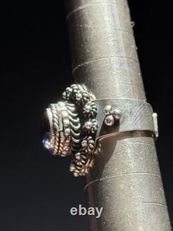 Vintage Sterling Silver 925 Lab Made Sapphire Poison Ring Size 8