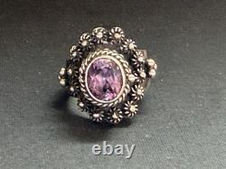Vintage Sterling Silver 925 Lab Made Sapphire Poison Ring Size 8