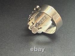 Vintage Sterling Silver 925 Lab Made Sapphire Poison Ring Size 8
