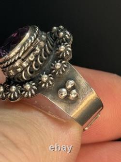 Vintage Sterling Silver 925 Lab Made Sapphire Poison Ring Size 8