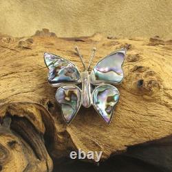 Vintage Sterling Silver Abalone Butterfly Pin Made in Mexico