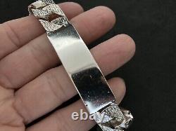 Vintage Sterling Silver Barke Effect Identity Bracelet Made in 1979