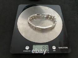 Vintage Sterling Silver Barke Effect Identity Bracelet Made in 1979