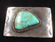 Vintage Sterling Silver Belt Buckle Made By Lee Langford. Large Turquoise Stone