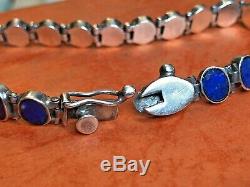 Vintage Sterling Silver Blue Lapis Bracelet Made In Chile & Lapis Ring 24 Carats