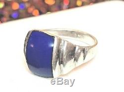 Vintage Sterling Silver Blue Lapis Bracelet Made In Chile & Lapis Ring 24 Carats