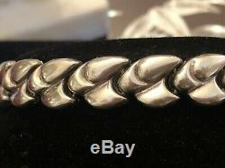 Vintage Sterling Silver Bracelet Designer Signed Milor Chevron Made In Italy