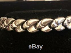 Vintage Sterling Silver Bracelet Designer Signed Milor Chevron Made In Italy