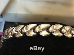 Vintage Sterling Silver Bracelet Designer Signed Milor Chevron Made In Italy