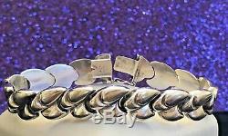 Vintage Sterling Silver Bracelet Designer Signed Milor Chevron Made In Italy