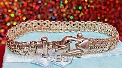Vintage Sterling Silver Bracelet Designer Signed Milor Made In Italy Belt Buckle