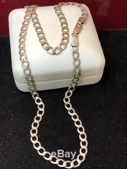 Vintage Sterling Silver Chain Curb Link Necklace Made Italy Designer Signed Ibb