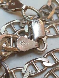 Vintage Sterling Silver Chain Mariner Link Made In Italy Designer Signed Bsi