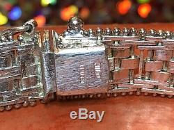 Vintage Sterling Silver Designer Signed Bracelet Milor Made Italy Basket Weave