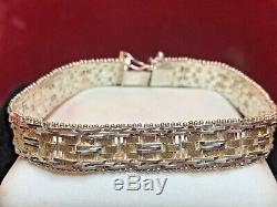 Vintage Sterling Silver Designer Signed Bracelet Milor Made Italy Basket Weave