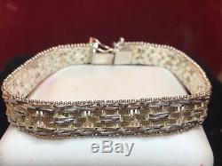 Vintage Sterling Silver Designer Signed Bracelet Milor Made Italy Basket Weave