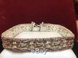 Vintage Sterling Silver Designer Signed Bracelet Milor Made Italy Basket Weave