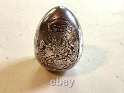 Vintage Sterling Silver Egg Figurine AG999 Made in Greece Christian Religious
