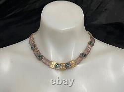 Vintage Sterling Silver Enamel Antique Style Necklace from Turkey made in 1940th
