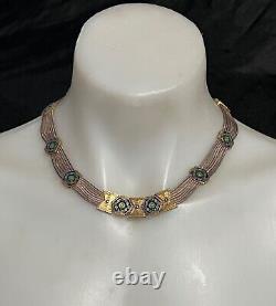 Vintage Sterling Silver Enamel Antique Style Necklace from Turkey made in 1940th