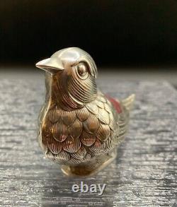 Vintage Sterling Silver Figural Song Bird Pin Cushion, Portugal, Art Deco, CUTE