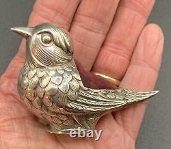 Vintage Sterling Silver Figural Song Bird Pin Cushion, Portugal, Art Deco, CUTE