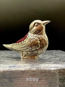 Vintage Sterling Silver Figural Song Bird Pin Cushion, Portugal, Art Deco, CUTE